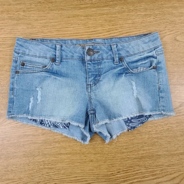 Celebrity Pink Women's Blue Distressed Denim Mini Jean Shorts Size 3