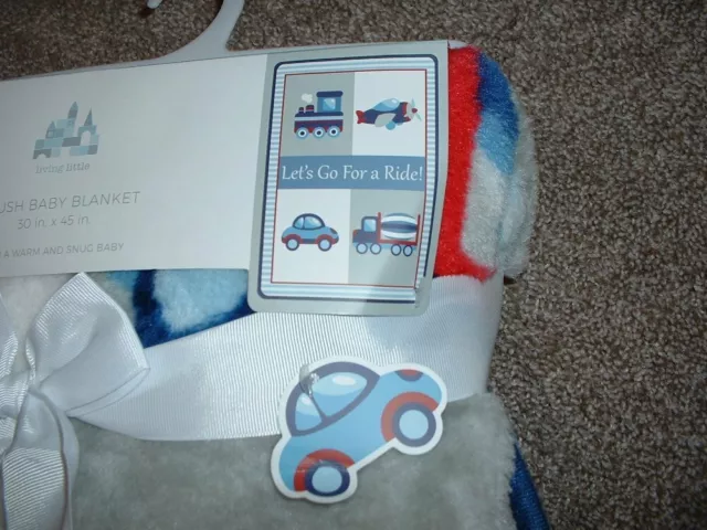 Living Little Lets Go For a Ride Plush Blanket Fleece Baby Boys Car NWT RARE 3