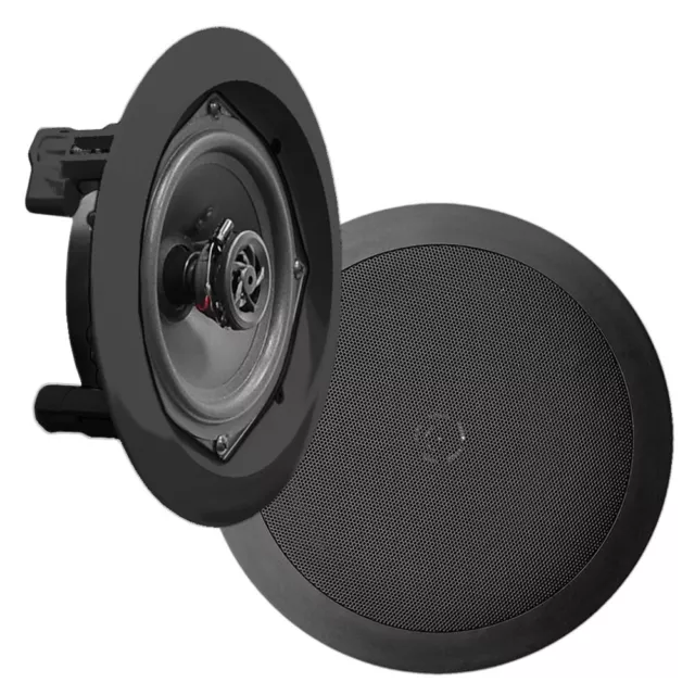 Pyle In-Wall / In-Ceiling Dual 5.25" Speaker- 2-Way, Flush Mount, Black (Pair)