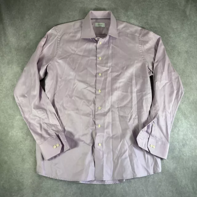 Eton Contemporary Textured Twill Dress Shirt Mens 43 17 Purple LS Clean!