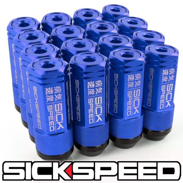 SICKSPEED 16PC Bleu Mancheron en Aluminium Étendu 50MM 3 PC Écrou Écrous 1/2X20