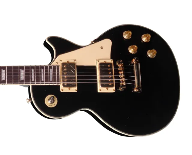 Guitare électrique, modèle LSG3 noir avec matériel en or brillant, plein bois !n