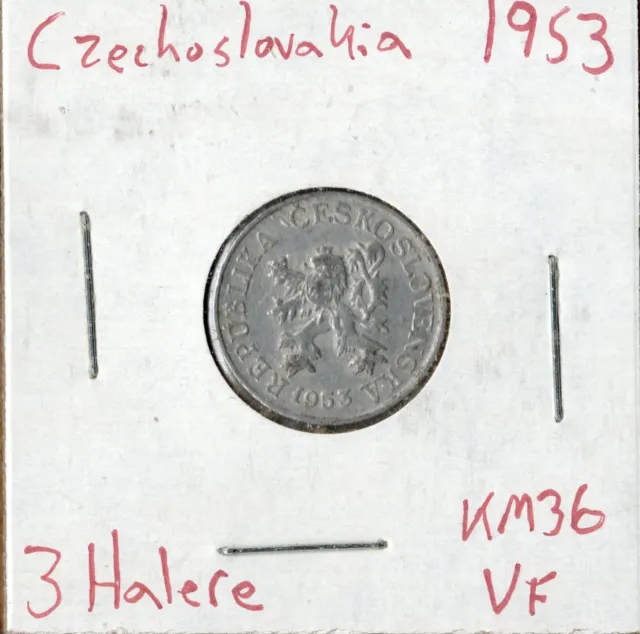 Coin Czechoslovakia 3 Halere 1953 KM36