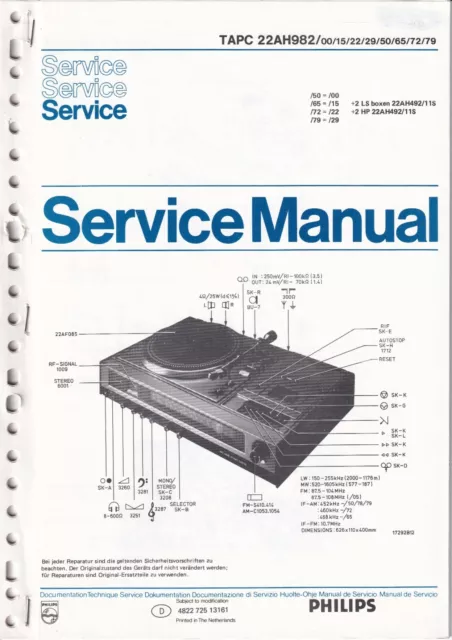 Service Manual-Anleitung für Philips TAPC 22 AH 982