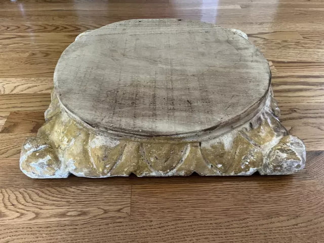 Roman Carved Wood Base Riser Architectural Candle Cheese Cake Plant Stand
