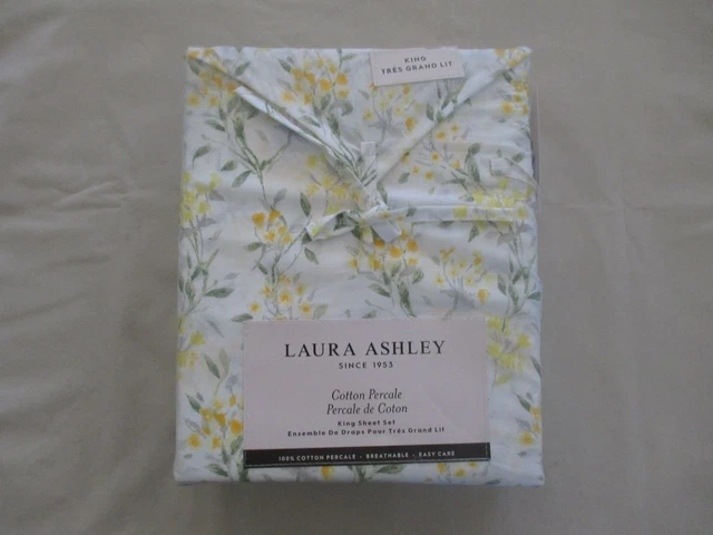 NEW 4pc Laura Ashley King Sheet Set Floral MEADOW BREEZE Yellows Greens & White NEW 4pc Laura Ashley King Sheet Set Floral MEADOW BREEZE Yellows Greens & White