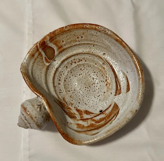 Handmade Shell Studio Art Pottery Trinket Dish Plate Bowl