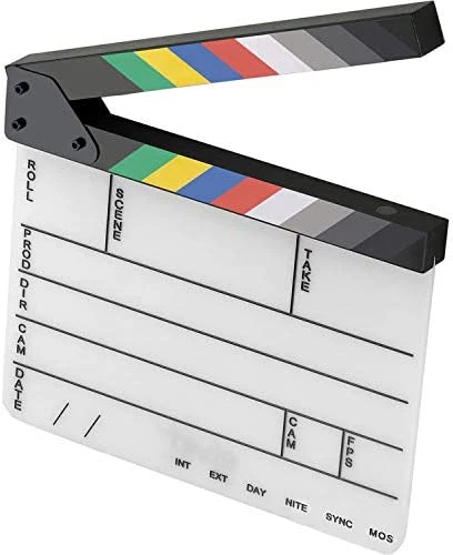 Elvid 9-Section Acrylic Production Slate with Color Clapper Sticks