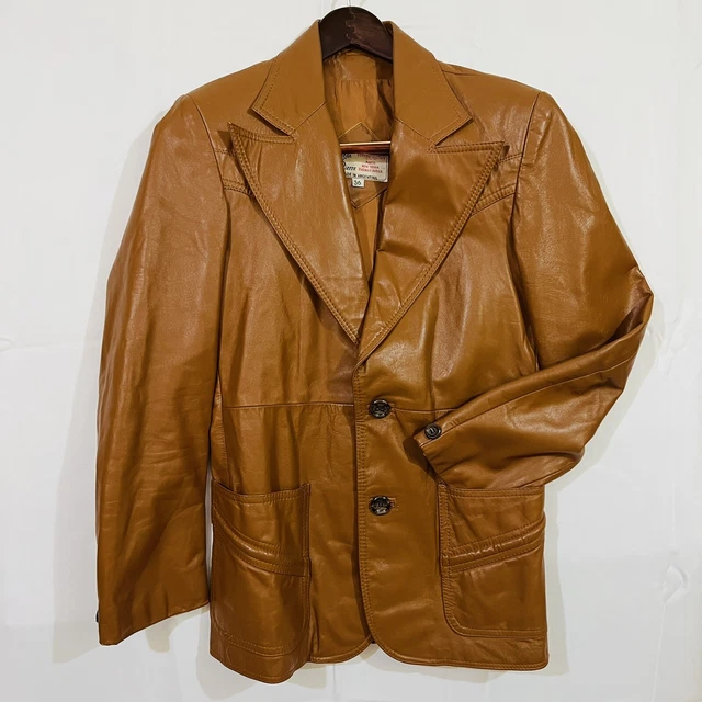 Jean Pierre Mens Cognac Brown Genuine Leather Jacket Blazer Argentina Vintage 36 Jean Pierre Mens Cognac Brown Genuine Leather Jacket Blazer Argentina Vintage 36