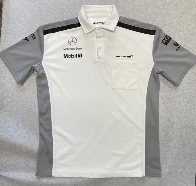 Polo uomo Mercedes Benz McLaren XL bianco e grigio merce ufficiale