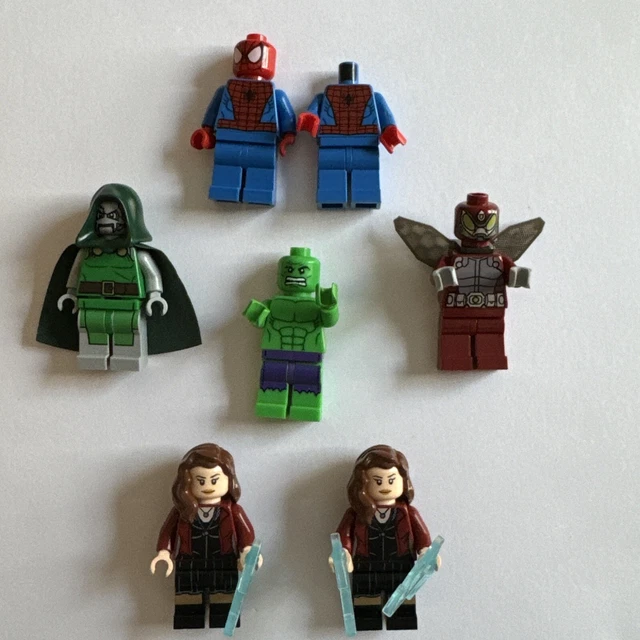 LEGO MARVEL MINIFIGURE Lot: Spiderman, Dr Doom, Scarlet Witch, Beetle