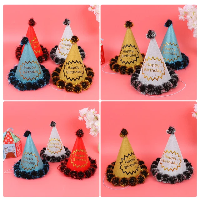 4 PIEZAS diadema de cumpleaños para bebé diadema pom pom diadema para niños pastel