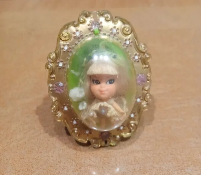 Vintage Mattel 1966 Liddle Kiddles Lucky Locket Doll With Chain And Figure