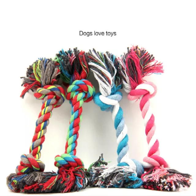 Chew Knot Toy Pets Dog Puppy Cat Cotton Durable Braided Bone Rope Xmas Pet Gift 2