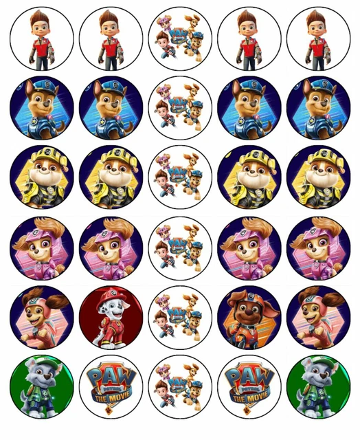 PAW PATROL CUPCAKE Toppers Edible Wafer Paper Cake Decorations 30 2