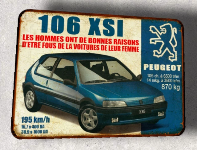 Plaque Métal Vintage Peugeot 309 GTI - Fabrication Française - Bleue