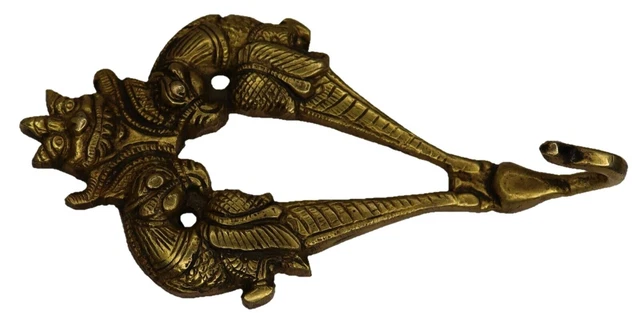 Peacock Design Victorian Finish Handmade Brass Cloth Towel 1 Hook Wall Hanger 2
