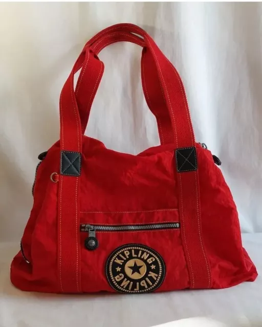Kipling Travel Duffel Expandable CarryOn Nylon Red Tote Size M & Cosmetic Bag 🔥