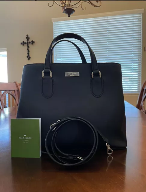 Kate Spade NY Womens Laurel Way Evangelie Saffiano Leather Black Satchel