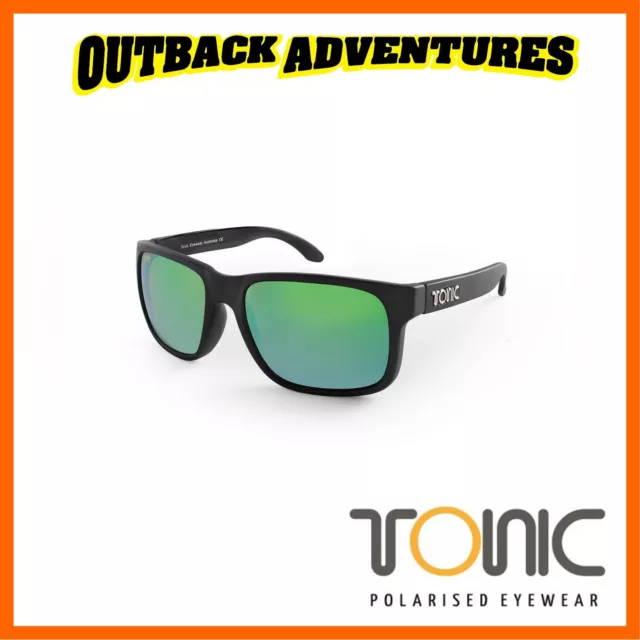 Tonic Sunglasses Mo Matt Black Glass Green Mirror Polarised Eyewear