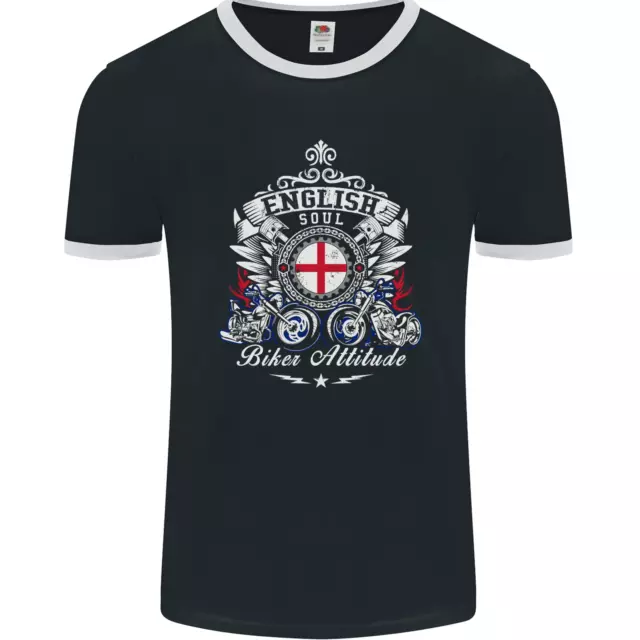 English Soul Biker Attitude Bike Motorcycle Mens Ringer T-Shirt FotL