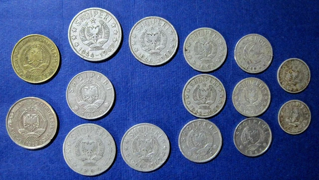 1964 - 1989 ALBANIA COIN 5, 10, 20, 50 QINDARKA 1,2 LEK Albanian socialis PERIOD