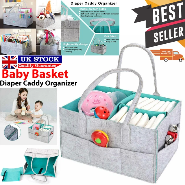 Baby Diaper Organizer Caddy Felt Changing Nappy Kids Storage Carrier Bag Grey UK