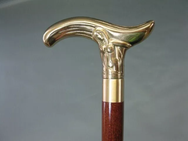 Handle Walking Stick Victorian Brass Cane Wooden Vintage Style Antique Gift head