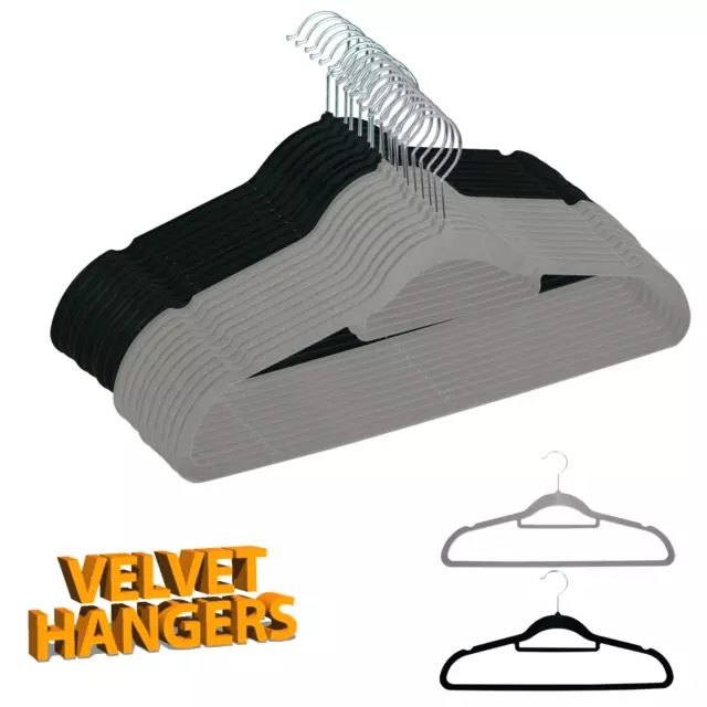 Coat Clothes Clothing Hangers Velvet Velour Non Slip Flocked Trouser Hangers New