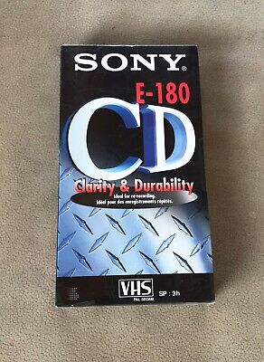 Sony VHS VIDEOCASSETTA 3 Hour-E-180 CD ideale per ri-registrazione Sigillato in Fabbrica 