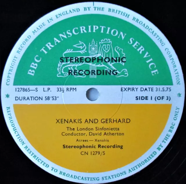 BBC TRANSCRIPTION Xenakis And Gerhard, The London Sinfonietta 'Musique Concrète'