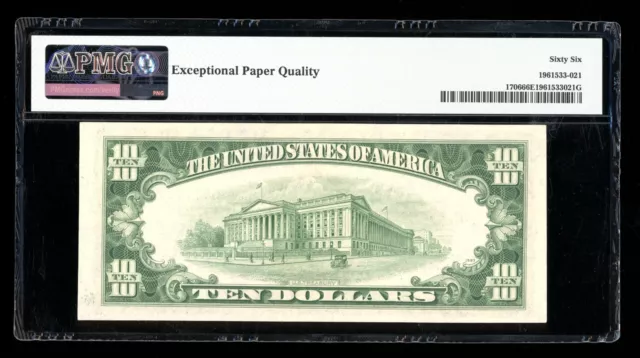 DBR 1953 $10 Silver Gem Fr. 1706 PMG 66 EPQ Serial A10052709A 2