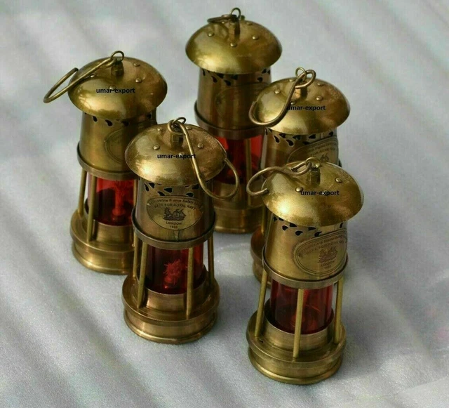 Antike Maritime Messing Bergmann Öllampe 6" Vintage Bootslampe Lot von 5...