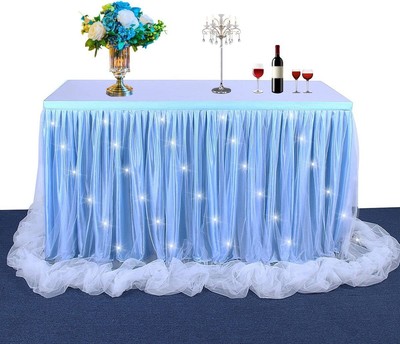 NSSONBEN Rosa Tulle Gonna da Tavolo Tutu Gonne da Tavolo per Feste Matrimoni Festa di Compleanno Bambino Doccia Decorazione 4.5Yard/14ft/L427cm*H77cm 