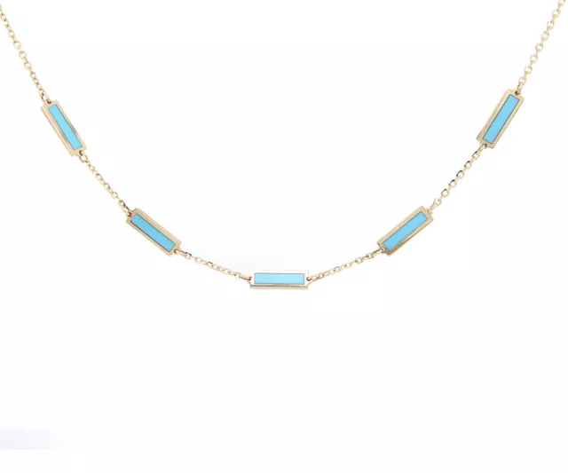 New Frederic Sage Turquoise Station Anklet in 14K