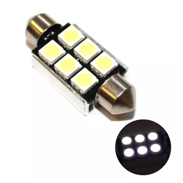 Fits VW Phaeton 3D 3.2 V6 White 6-SMD LED 39mm Festoon Number Plate Light Bulb
