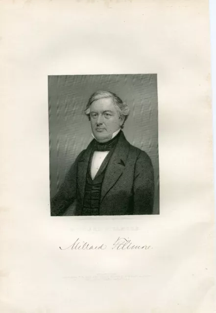 1868 Gravure Pres Millard Fillmore Nat Portrait Gal Dist Americans