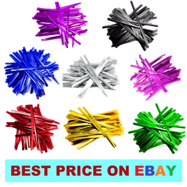 Metallic Soft Wire Twist Ties 4 Food Freezer Sweets Cake Party Gift Plastic Bags
