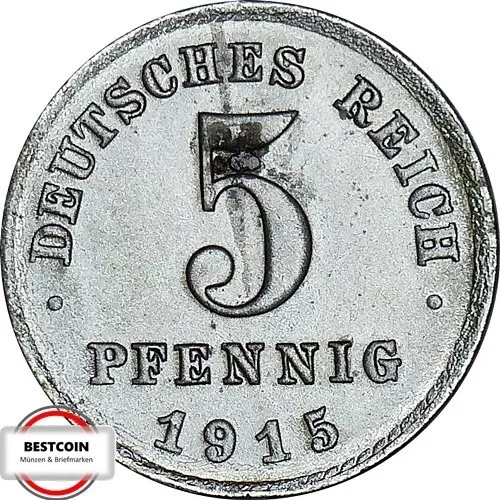 J297  5 Pfennig KAISERREICH von 1915 A in f.STG  13411200