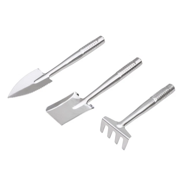 3 Pcs Main Pelles Outils De Jardin Floral Ensemble Inoxydable Pelle Et Râteau