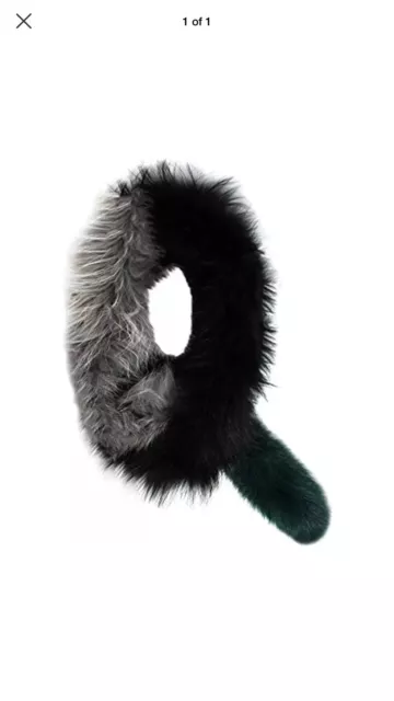 Charlotte Simone Faux Fur Women Popscile Scarf Black/ Gray/Green