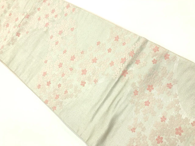 6419866: Japanese Kimono / Vintage Fukuro Obi / Woven Sakura & Stream