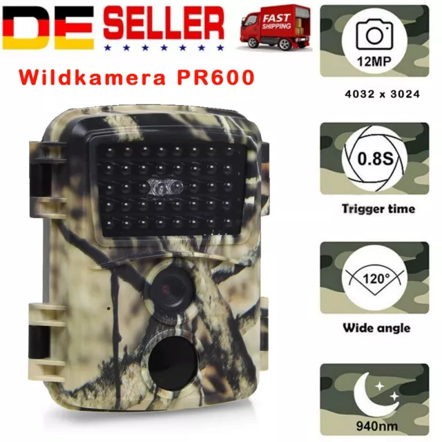 Wildkamera Überwachungskamera 1080P Jagdkamera Fotofalle PIR Nachtsicht PR600