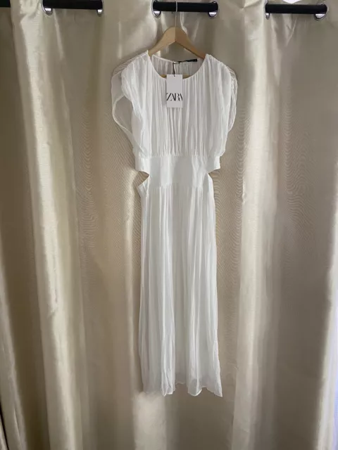 Zara Nwt Woman Midi Dress White