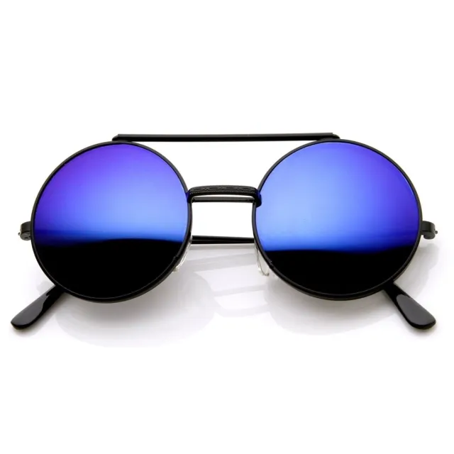 Limited Edition Color Mirror Flip-Up Lens Round Circle Django Sunglasses
