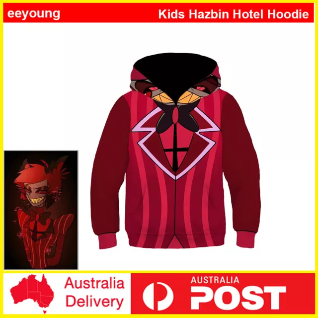 Kids Hazbin Hotel Hoodie Alastor 3D Printed Sweatshirts Pullover Jacket Coat