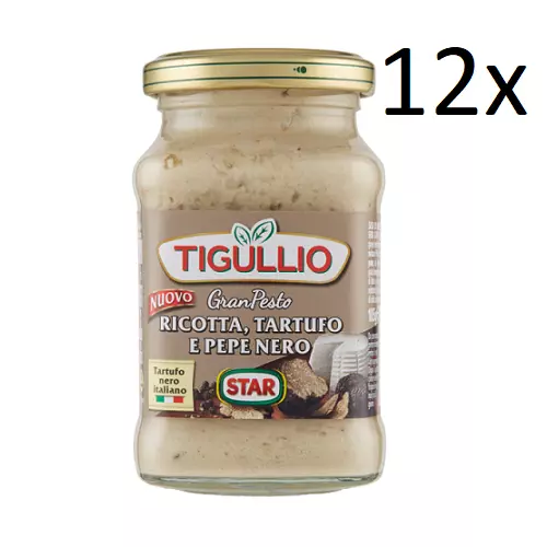 12 Star Tigullio GranPesto Ricotta Trüffel und schwarzer Pfeffer 190g Sauce Soße