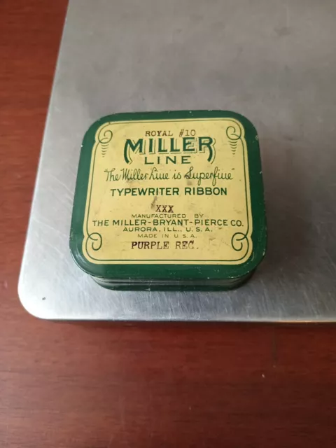 Vintage Miller Line Tin Metal Typewriter Ribbon Box