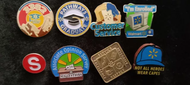 Wal-Mart Walmart Employee Award Lapel Pin Lot 8 Vestpins 2000s Rare WOW