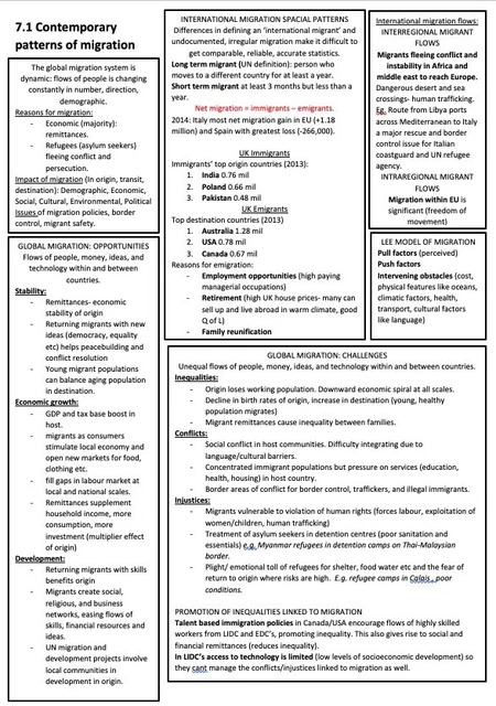 OCR A LEVEL geography detailed revision notes: Global Migration. £6.00 ...